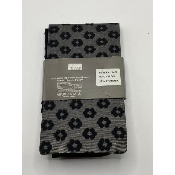 FRENCH CURVE Women's Black Floral Sheer Stretch Lightweight Leggings SZ M/L - Picture 2 of 10